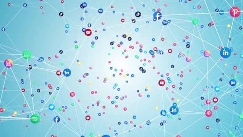 Social Networks Virtual Internet Cloud Data Network Technology Connection 4K Seamless Loop