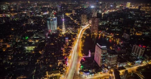 Time Lapse Looking Out Over Hanoi Vietnam