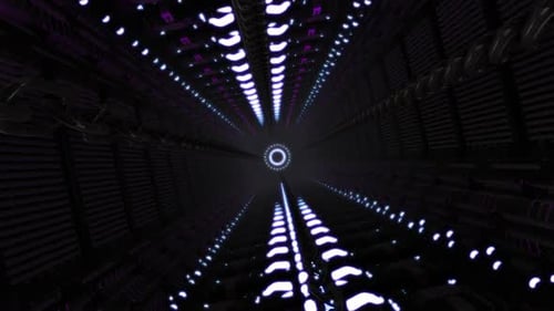 Futuristic Cyber Tunnel with Pulsating Neon Lights Loop Background