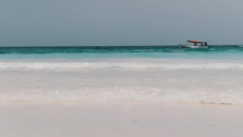 Tropical Sea Waves in Turquoise Ocean Water on Paradise Sandy Beach