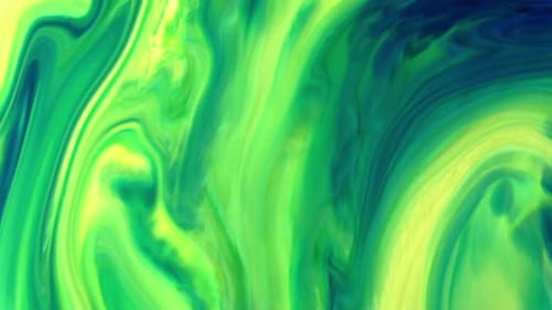 Abstract Swirl of Blue, Green, and Yellow Paint