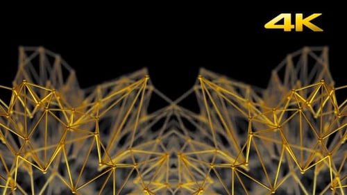 Animated Golden Geometric Network Loop 4K Background