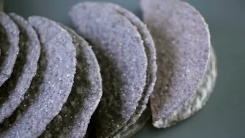 Pile of Authentic Blue Corn Tortillas