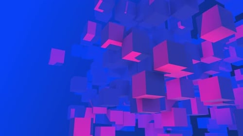 Dynamic Abstract Pink and Blue Geometric Cubes Background Loop