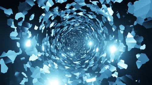 Abstract Geometric Digital Tunnel with Glowing Lights Animation