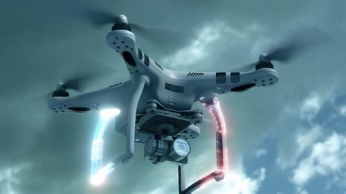 Futuristic Drone with Glowing Digital Data Animation