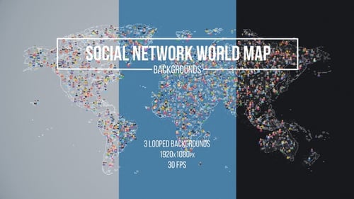 Animated World Map with Social Network User Icons