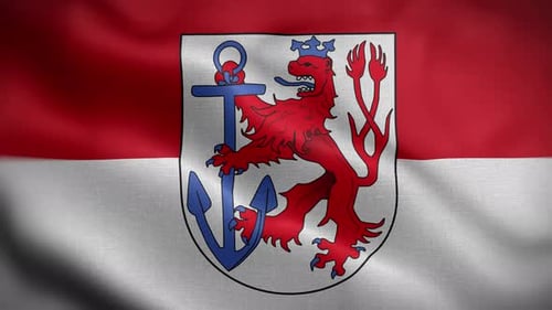 Seamless Looping Waving Flag with Coat of Arms Emblem