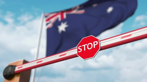 Australian Border Gate Opening Animation with Stop Sign