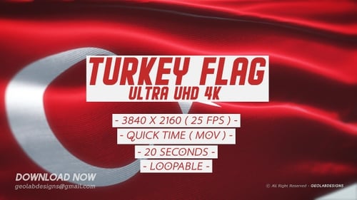 Realistic Waving Turkey Flag Animation