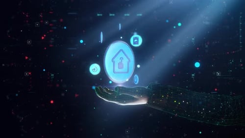 Digitale Tech-Handpräsentation Smart Home-Netzwerk