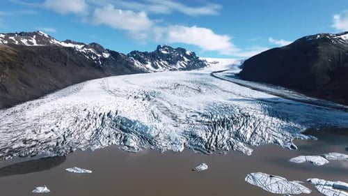 Aerial Panoramic View of the Skaftafell Glacier Vatnajokull National Park