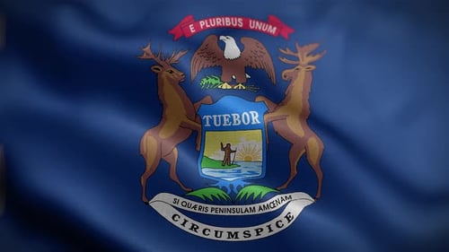 Animated Michigan State Flag Waving