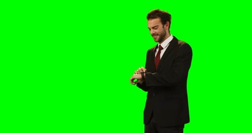 Businessman using smart watch