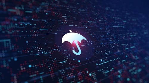 Futuristic Digital Umbrella Icon Cyber Security Animation