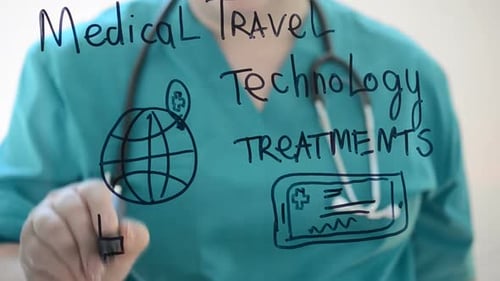 Medical Worker Writes Healthcare Concepts and Draws Graphics