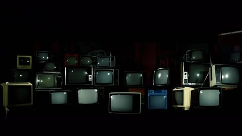 Video Intro, Mysterious TVs and A Retro TV Turning On Green Screen. 4K Version.