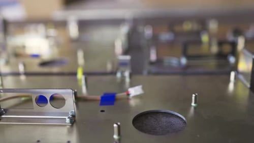 Slider Shot of a Blank Metal Components in Workshop Laboratory