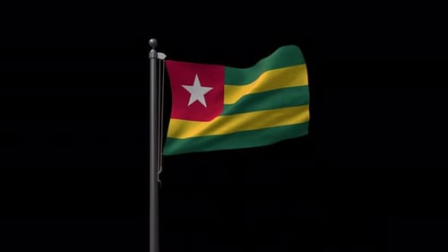 Togo National Flag Waving in the Wind
