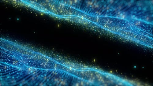 Dynamic Abstract Digital Wave Background with Flowing Binary Data