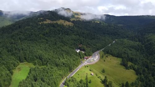 Road In Scenic Nature Landscape, Aerial View
