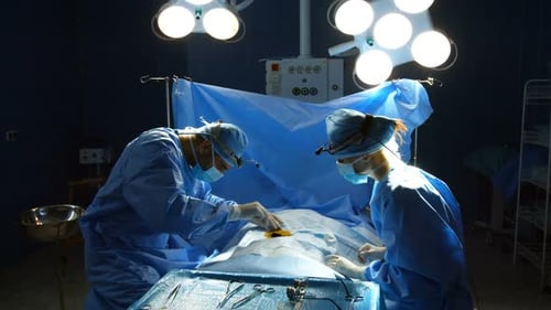 Surgeons Perform Operation in a Hospital Operating Room