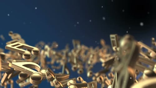Floating Golden Musical Notes Animation Background