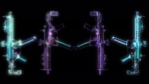 Futuristic Digital Assault Rifle Hologram Glow Pack
