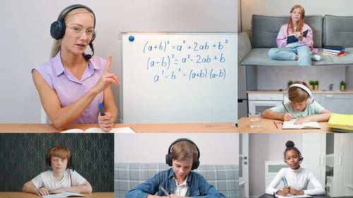 Enthusiastic Teacher Leading Online Math Class