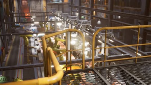 Intérieur d'une usine automobile avec une ligne de production