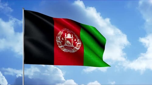 Afghanistan Flag Waving in Blue Sky Loop