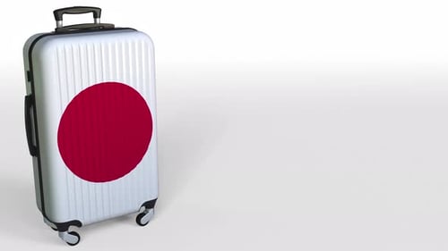 Animated Suitcase with Japan Flag for International Travel