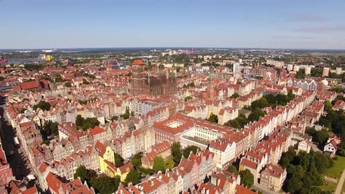Aerial view of the old town of Gdansk, Poland