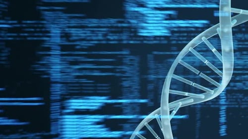 Futuristic DNA Strand and Digital Code Motion Background
