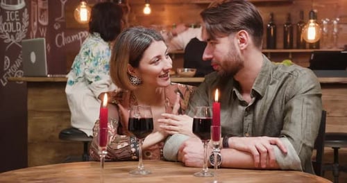 Couple Enjoying Romantic Candlelit Date Night