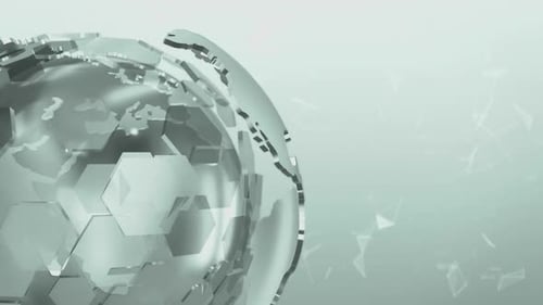 Abstract Geometric Hexagon Globe Rotation for Corporate Broadcasts