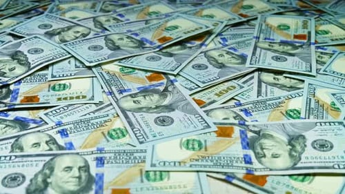 Money Falling on a lot of money