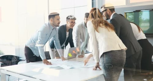 Team Collaboration at Modern Office Meeting