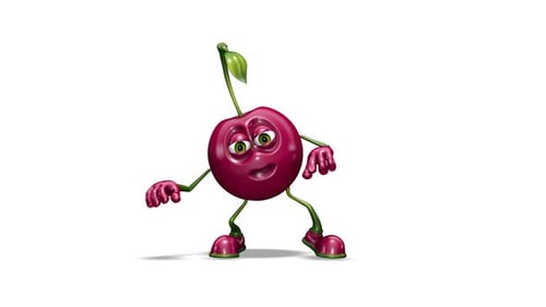 Comic Cherry Looped Dance on White Background
