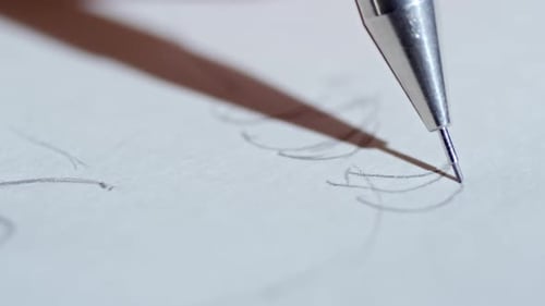 Pencil Drawing Lines on White Paper