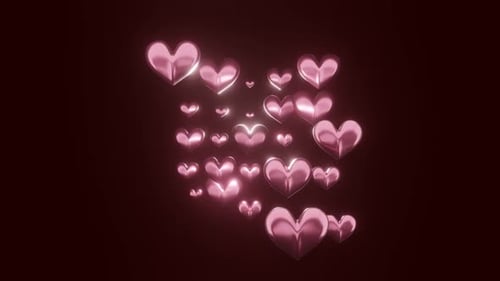Shiny Pink Hearts Floating Upward Background