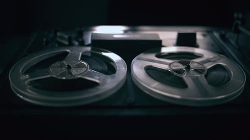 Vintage Audio Tape Recorder Reels Spinning