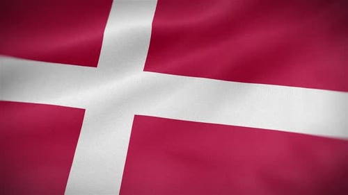 Realistic Waving Denmark Flag Seamless Loop Animation