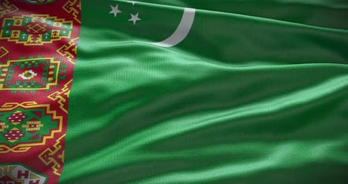 Waving Turkmenistan Flag with Realistic Fabric Motion