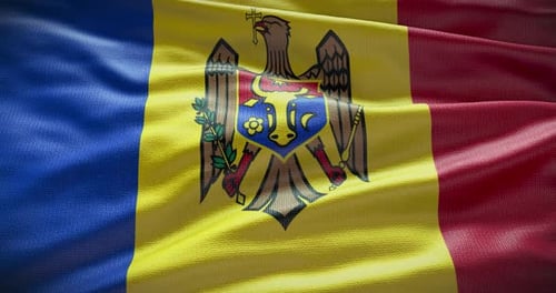 Realistic Waving Flag of Moldova with Fabric Texture