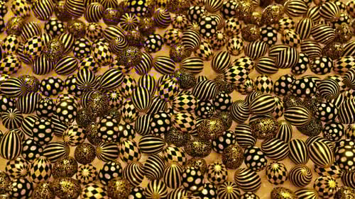 Dynamic Golden Spheres With Geometric Black Patterns Loop