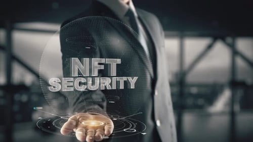 Futuristic Holographic NFT Security Text Digital Globe
