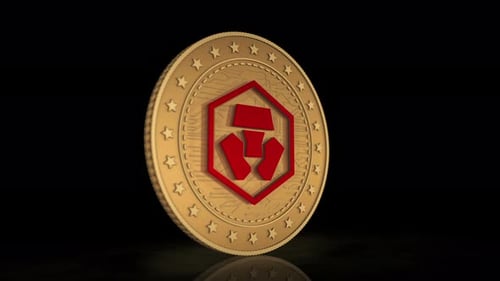 Animated 3D Gold Crypto Coin with Red Hexagon Symbol