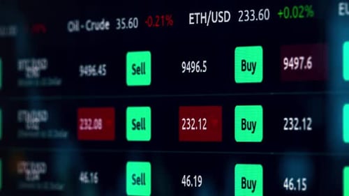 Stock Exchange Numbers. Stock Market Ticker Board with Prices. Change and Volume. Financial Indexes