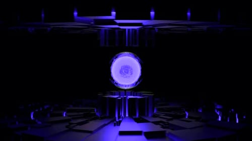 Glowing ball in futuristic machine
